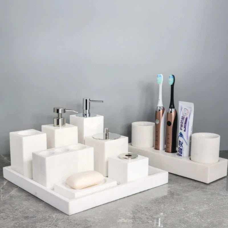 White Marble Bathroom Set