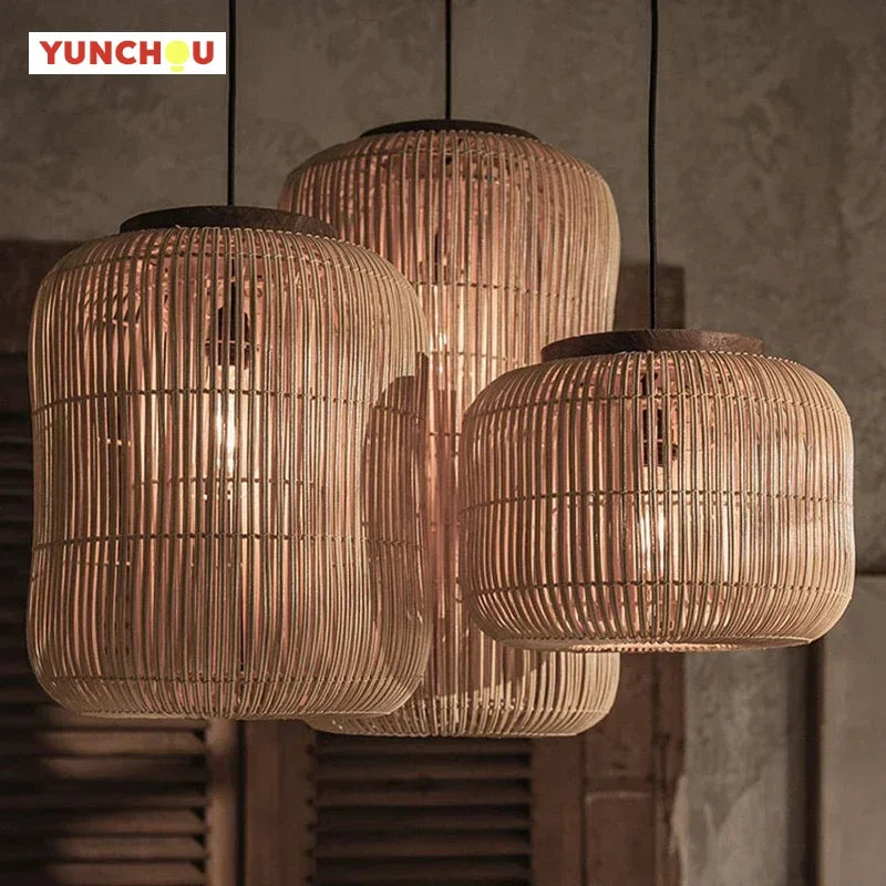 Wabi-Sabi Rattan Pendant Chandelier