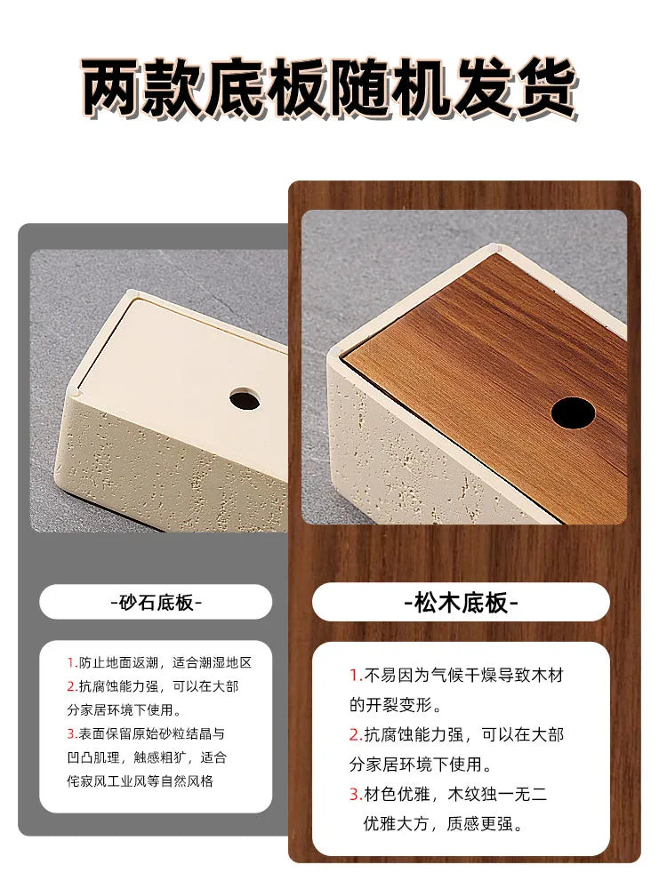 Travertine & Walnut Tissue Box