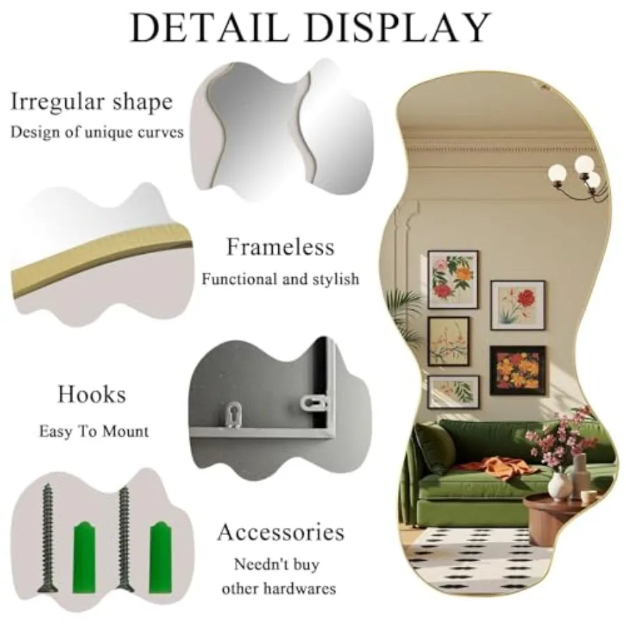 Modern Asymmetrical Gold Wall Mirror