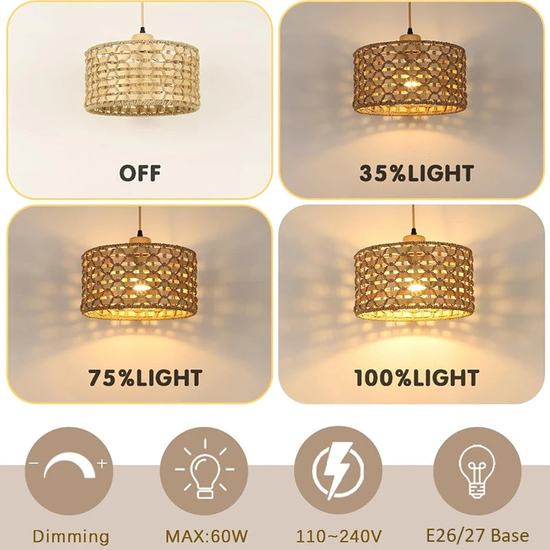 Retro Rattan Pendant Chandelier