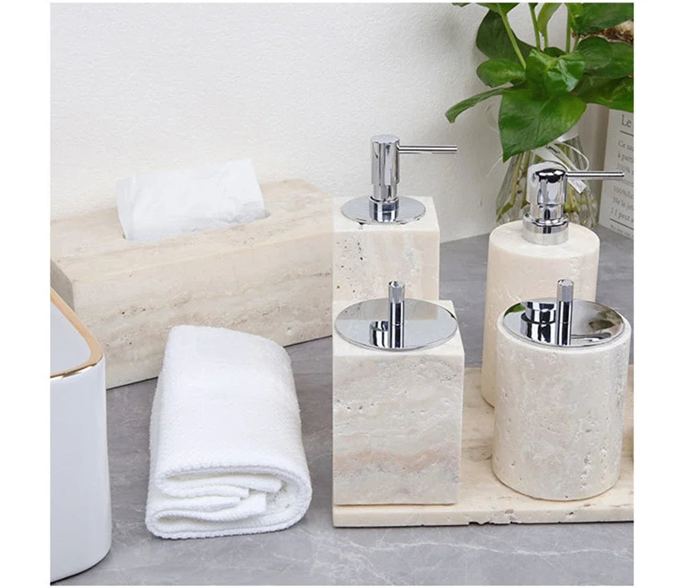 Beige Travertine Vanity Set