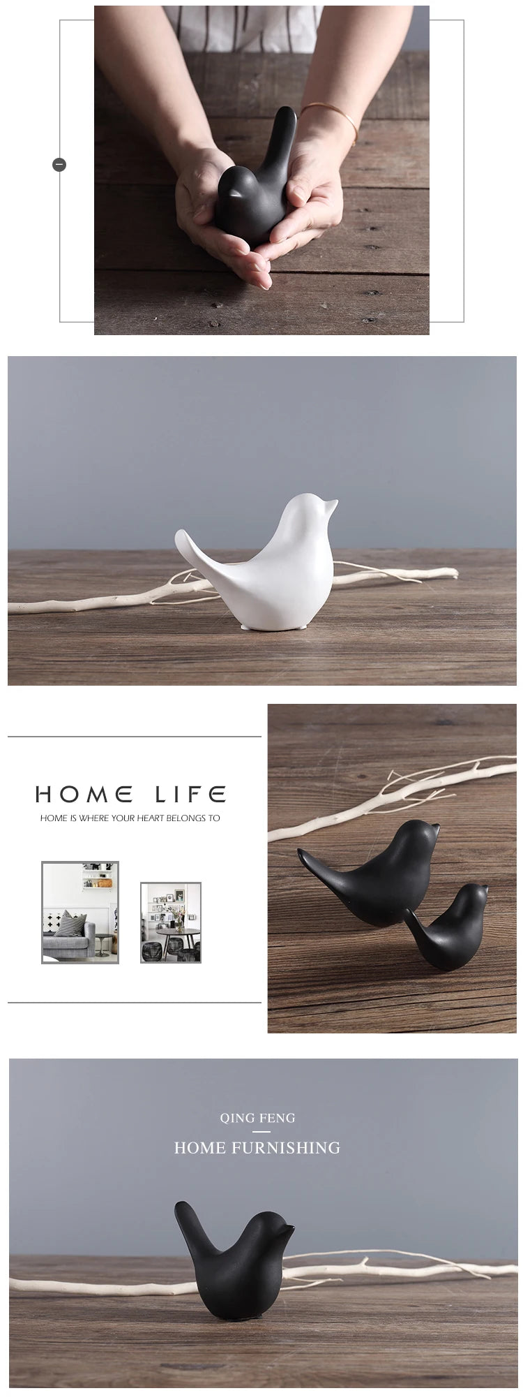 Nordic Ceramic Bird Figurine