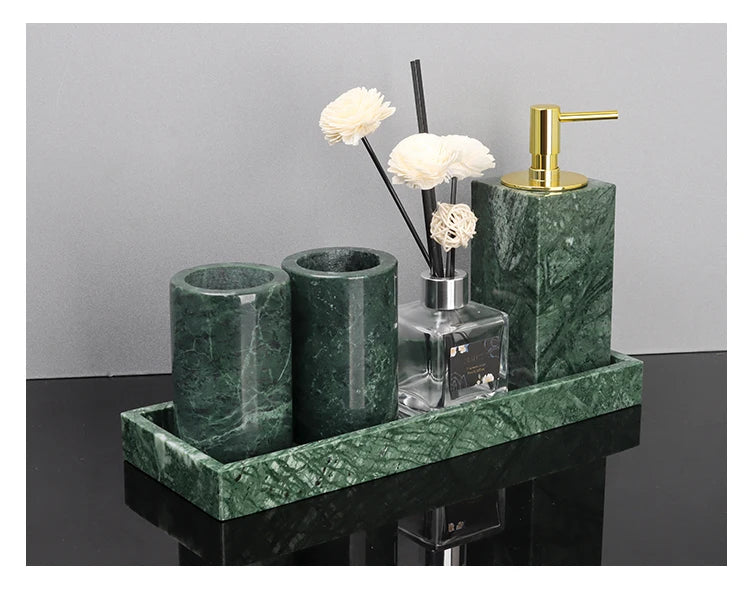 Indian Green Marble Bath Set