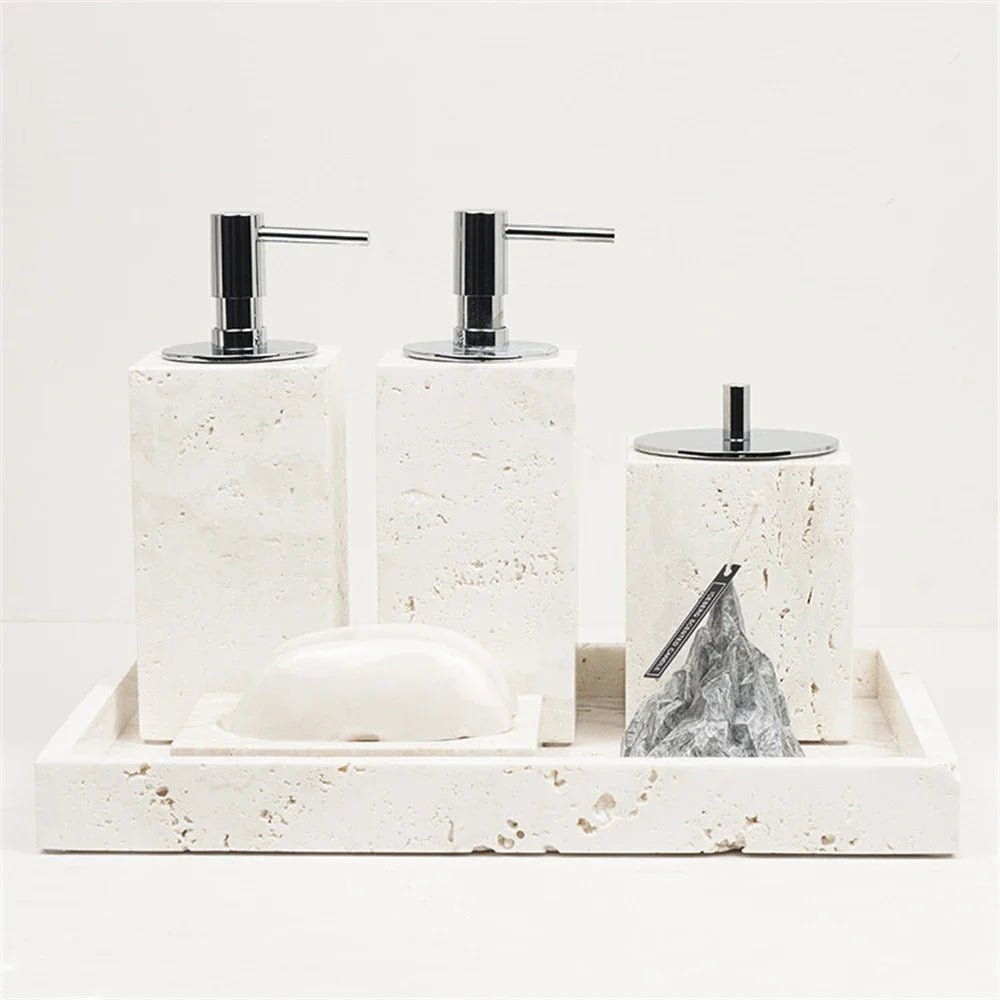 Beige Travertine Vanity Set
