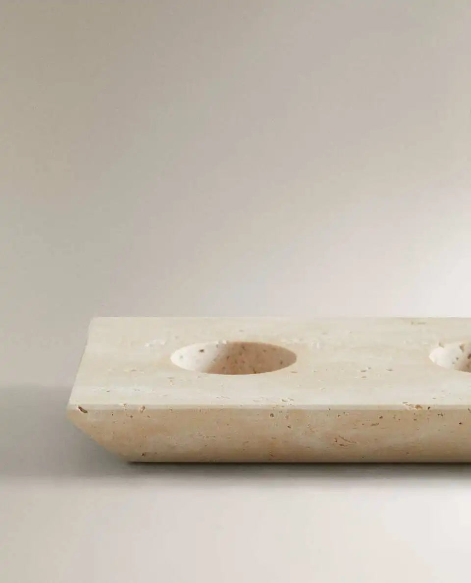 Retro Travertine Candle Holder