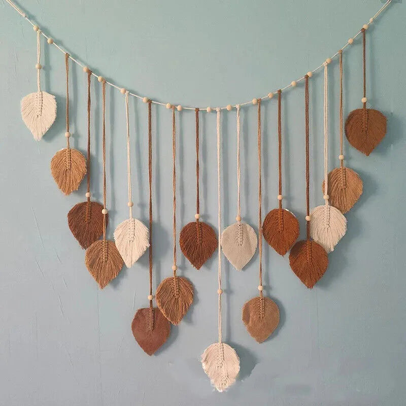 Leaf Tassel Macrame Panel