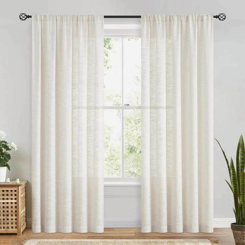 Farmhouse Linen-Blend Semi-Sheer Curtains, 96"