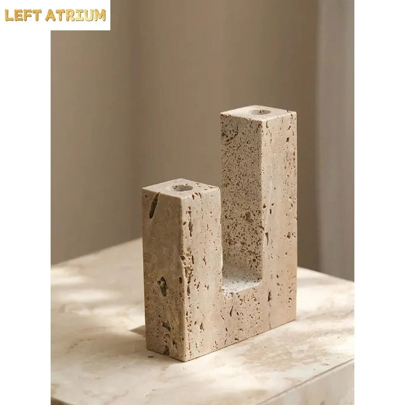 Minimalist Travertine Candle Holder