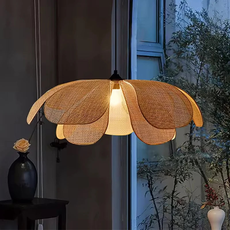 Japanese Rattan Pendant Chandelier