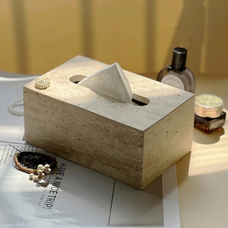Natural Travertine Tissue Box