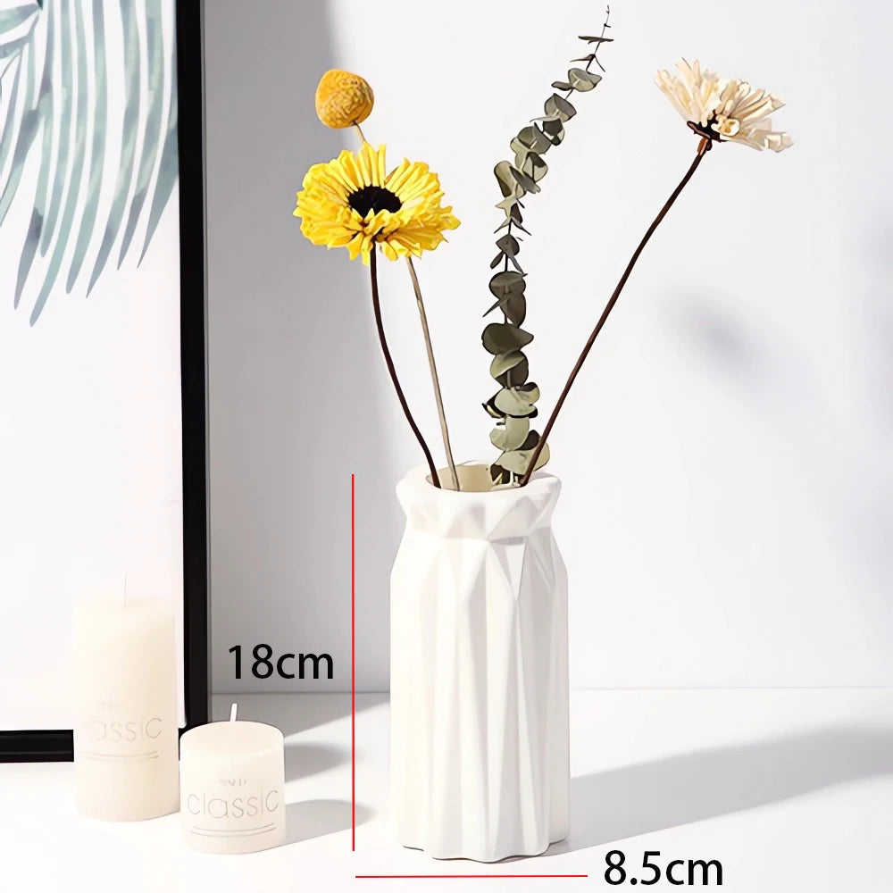 Striped Ceramic-Look Vase