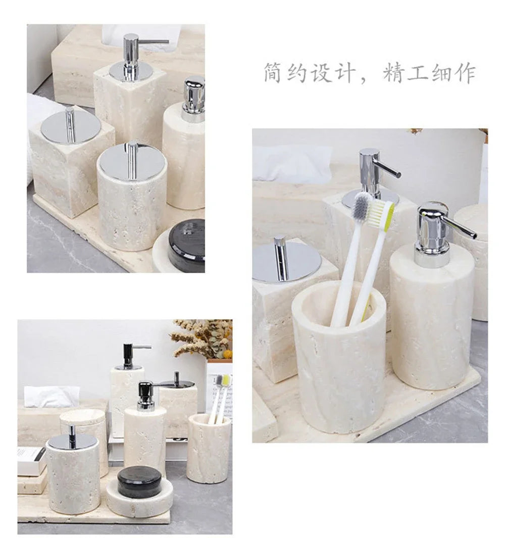 Beige Travertine Vanity Set
