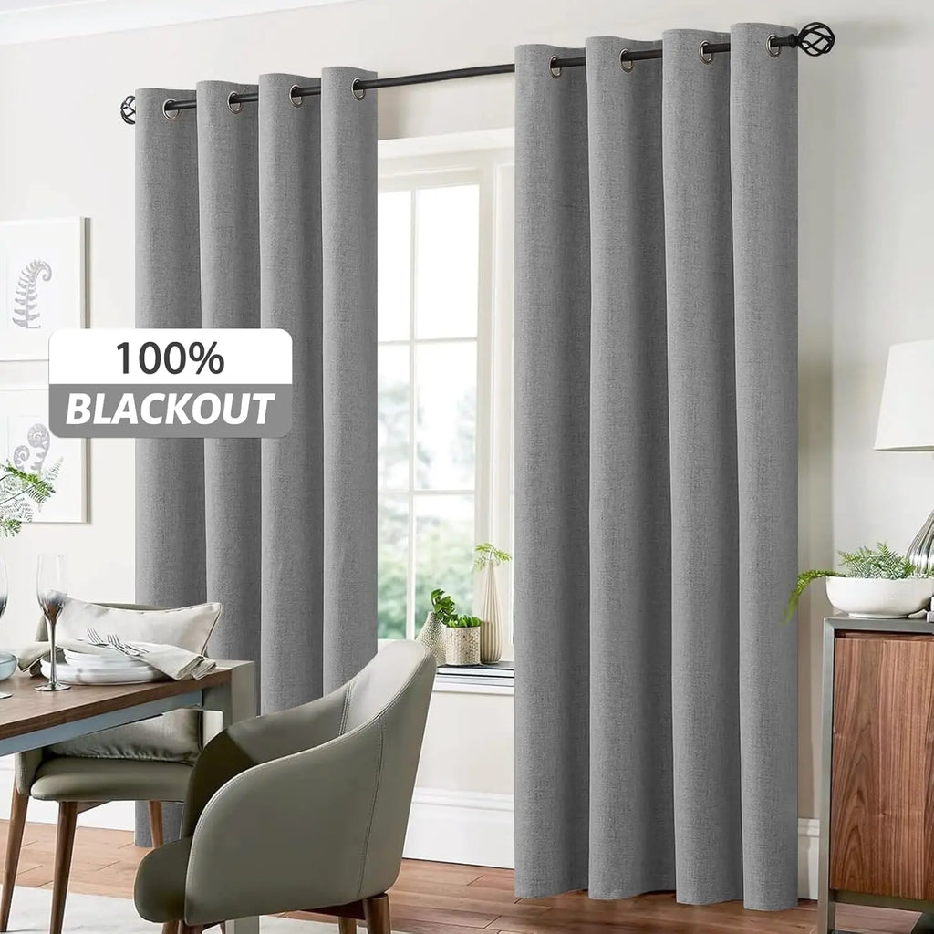 Modern Linen Blackout Curtains, 350cm