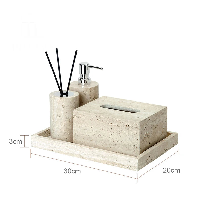 Beige Travertine Accessory Set