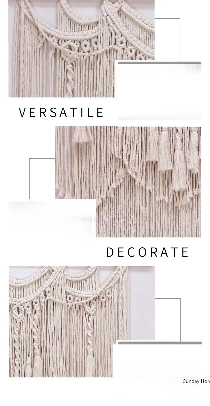 Boho Round Beige Macrame Wall Hanging