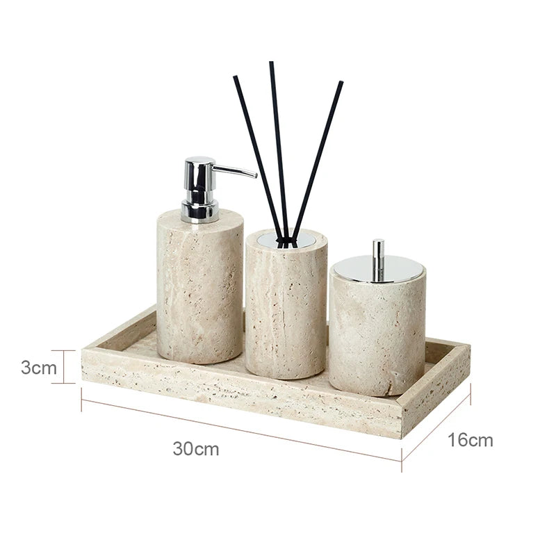 Beige Travertine Accessory Set