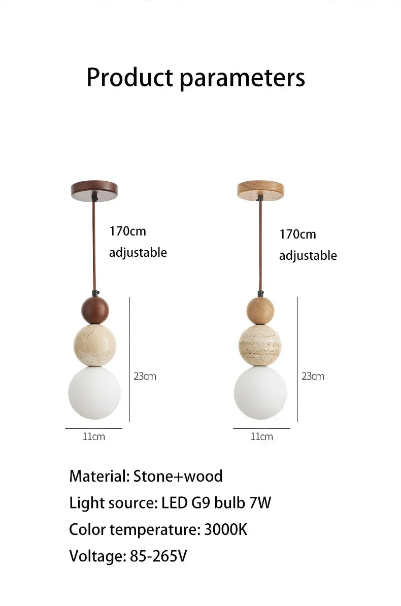 Cream-Style Stone Pendant Chandelier