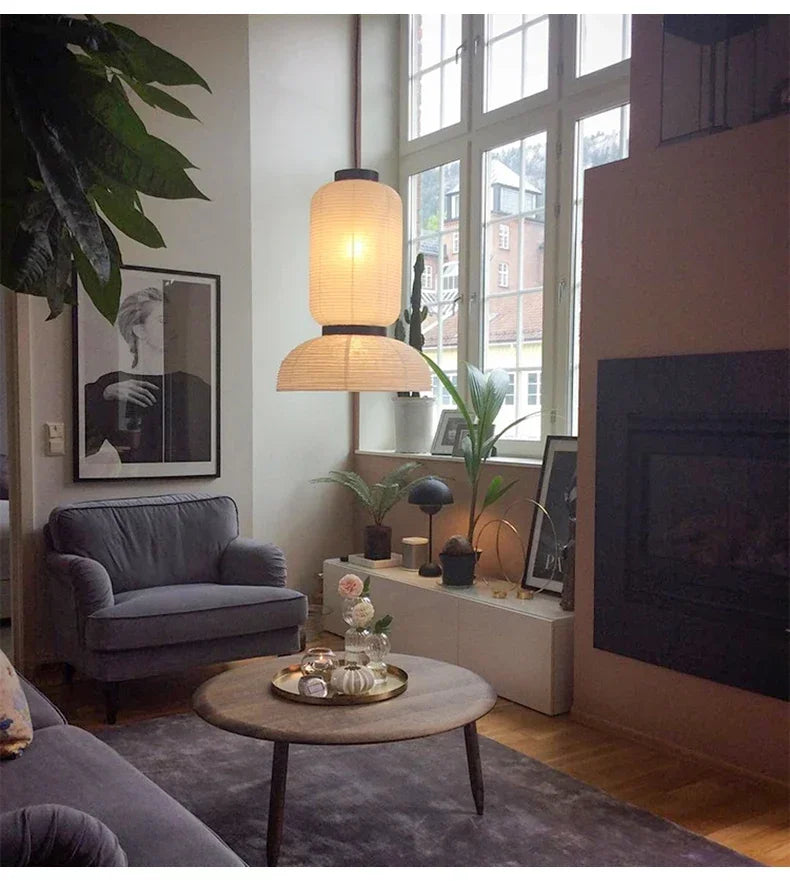 Wabi-Sabi Paper Arc Pendant Lamp