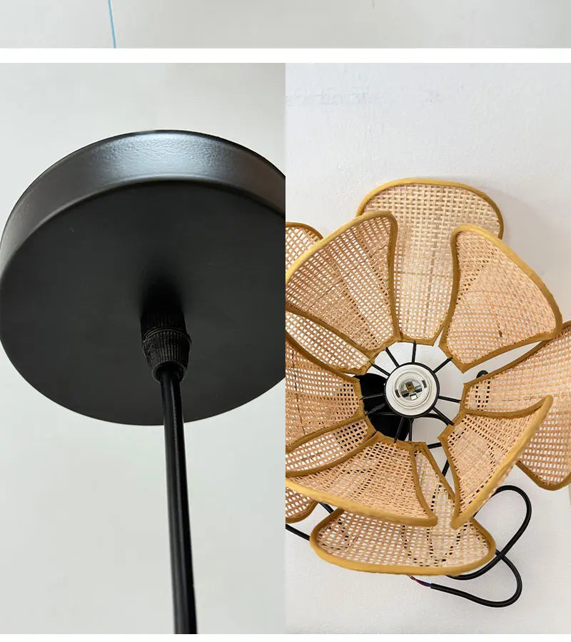 Japanese Rattan Pendant Chandelier
