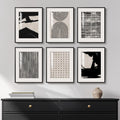 Set of 6 Boho Geometric Brown Wall Art