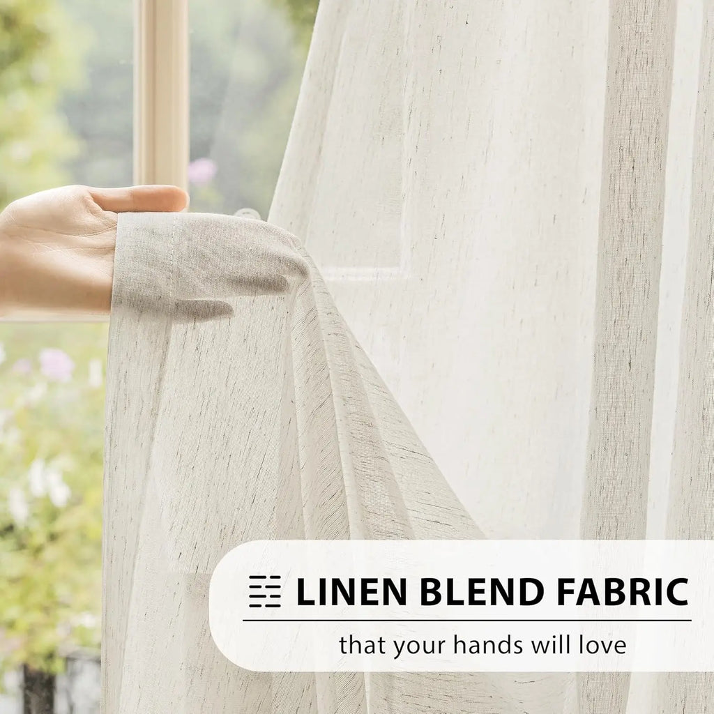 Modern Flax Sheer Curtains, 84"