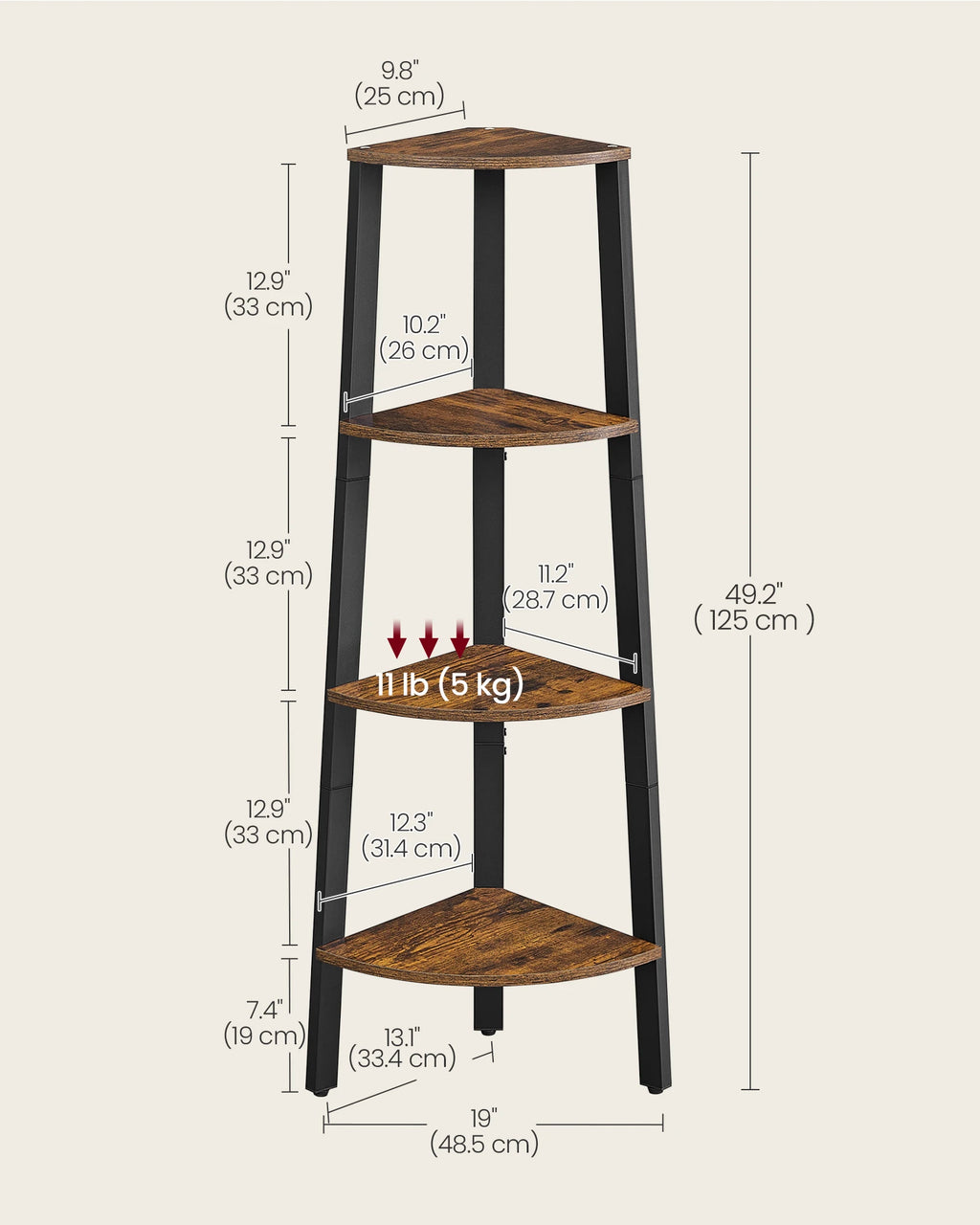 Wood Corner Bookshelf