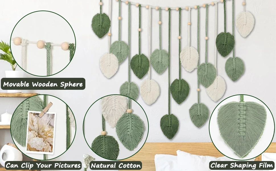 Leaf Tassel Macrame Panel