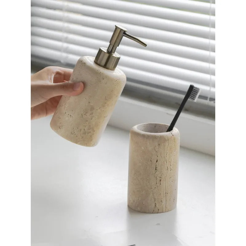 Nordic Travertine Bath Set