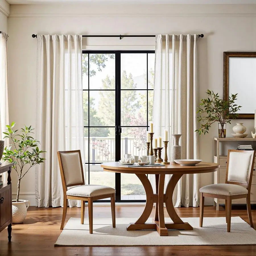 Farmhouse Linen-Blend Semi-Sheer Curtains, 84"