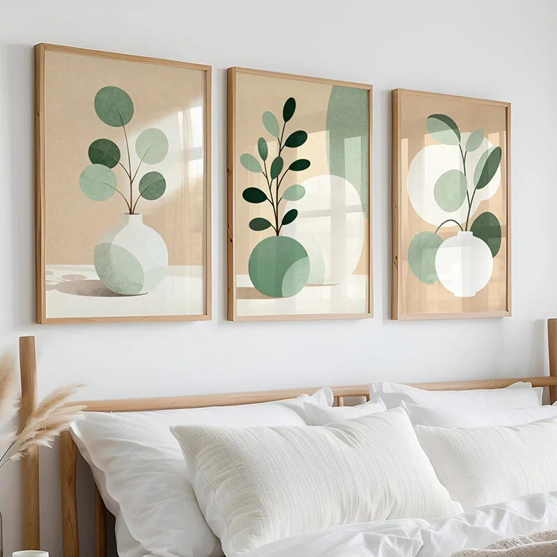 Set of 3 Japandi Canvas Wall Art