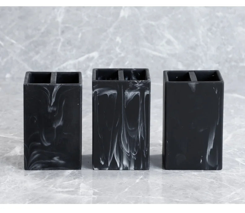 Marble-Pattern Bathroom Set