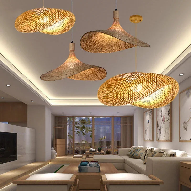 Retro Rattan Pendant Chandelier