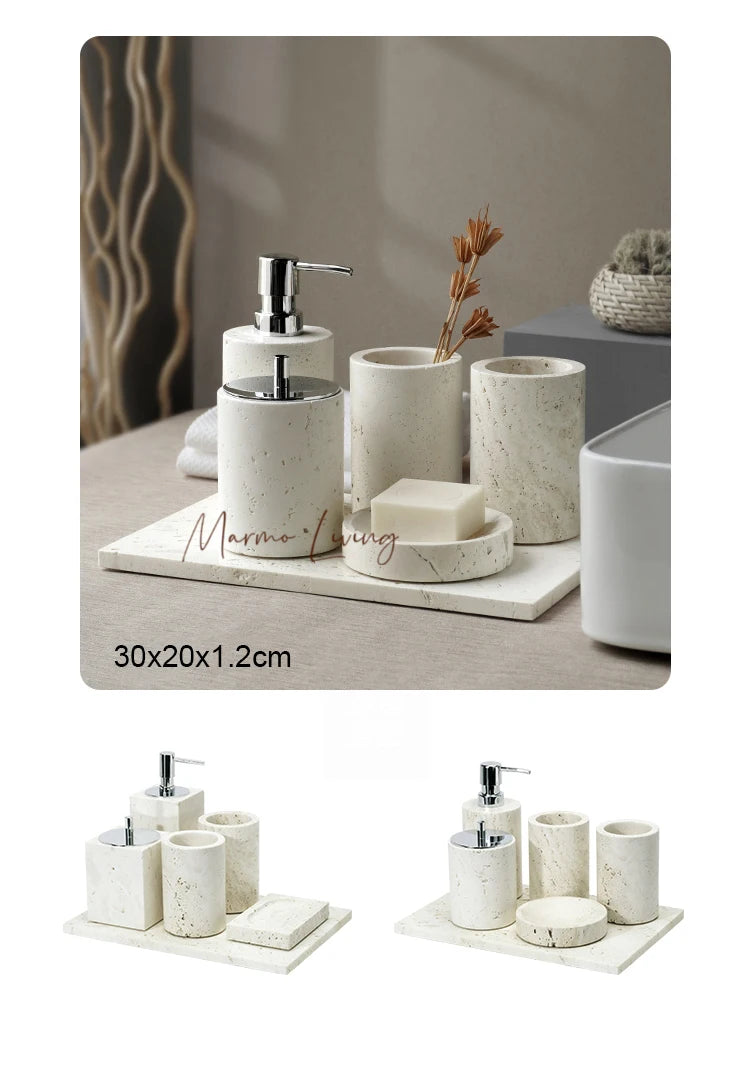 Beige Travertine Bath Set