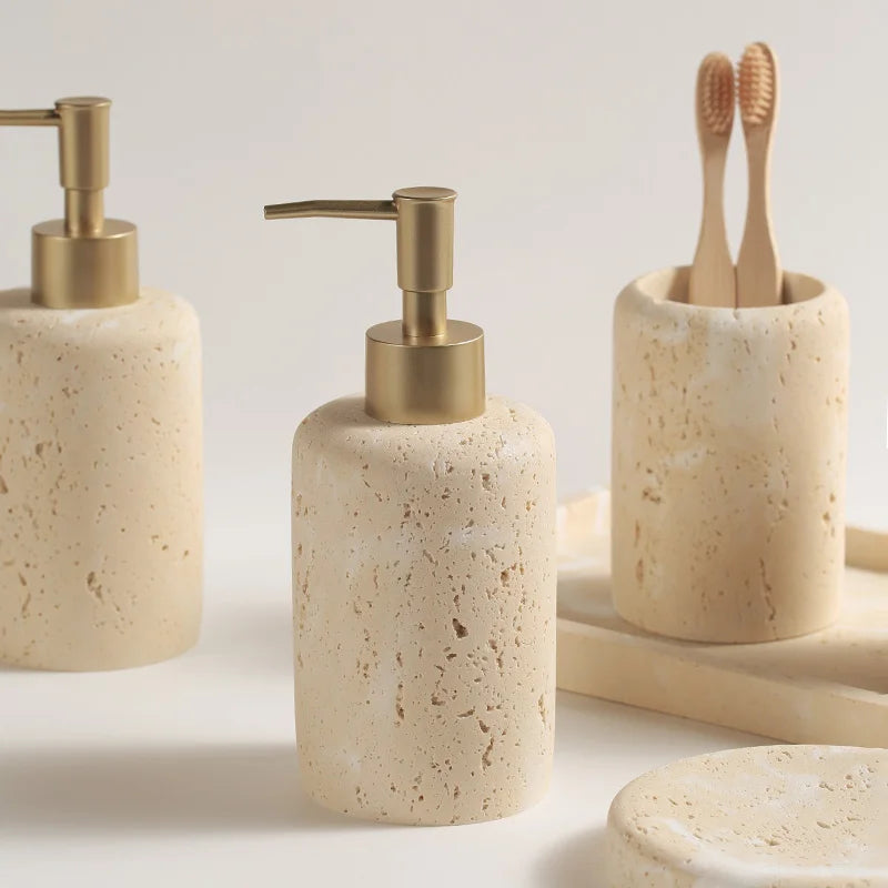 Travertine Bathroom Wash Set
