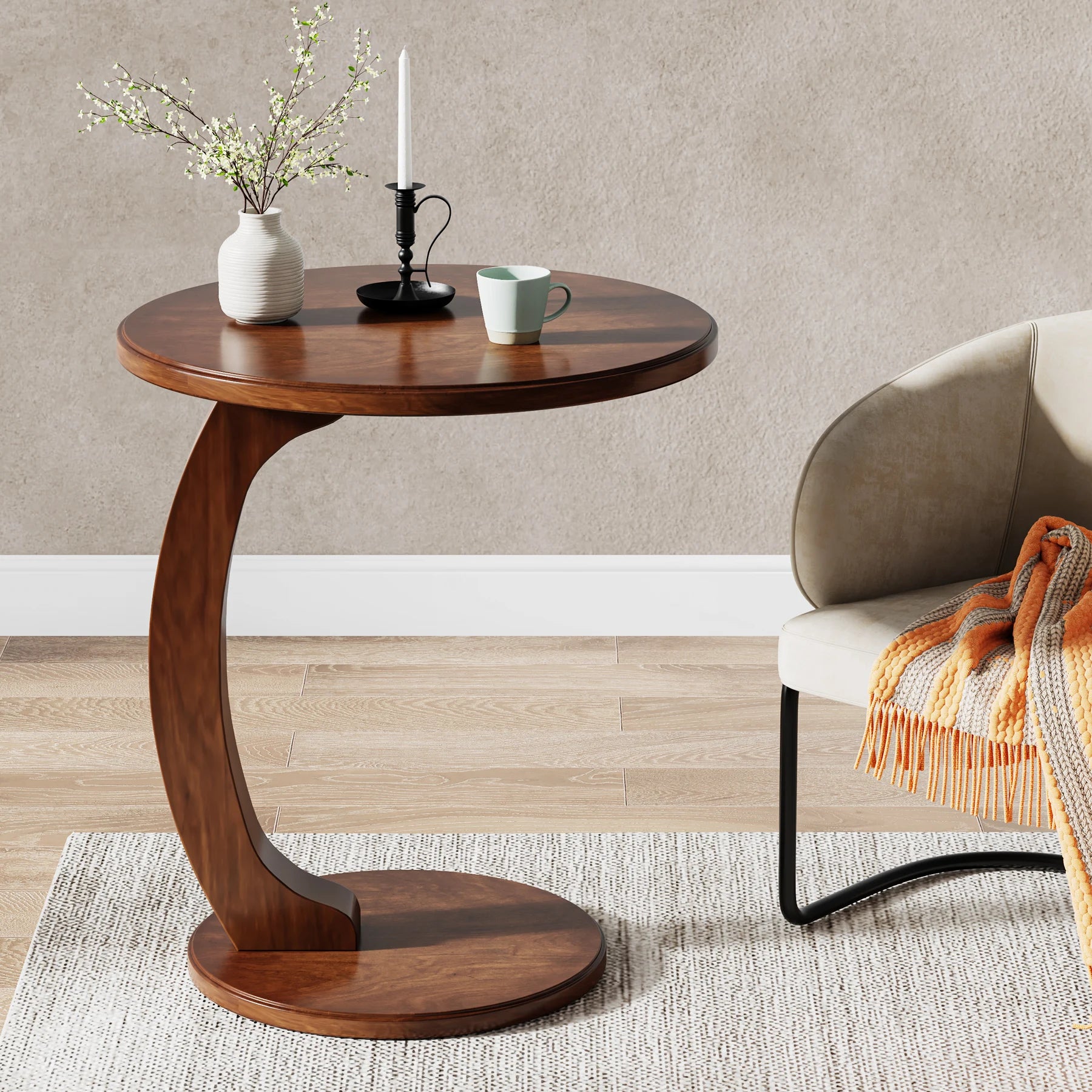 C-Shaped Sofa Side Table