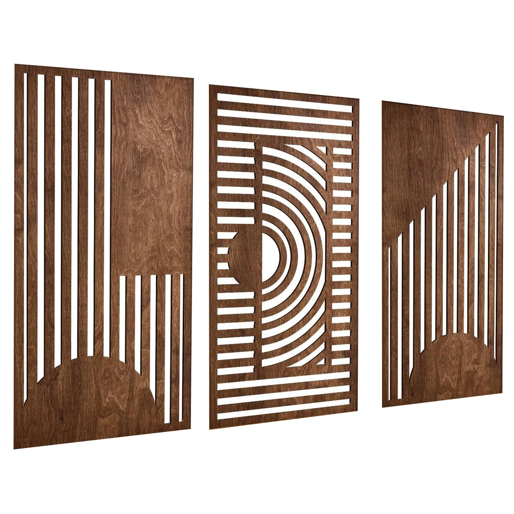 Set of 3 Boho Geometric Wood Wall Art