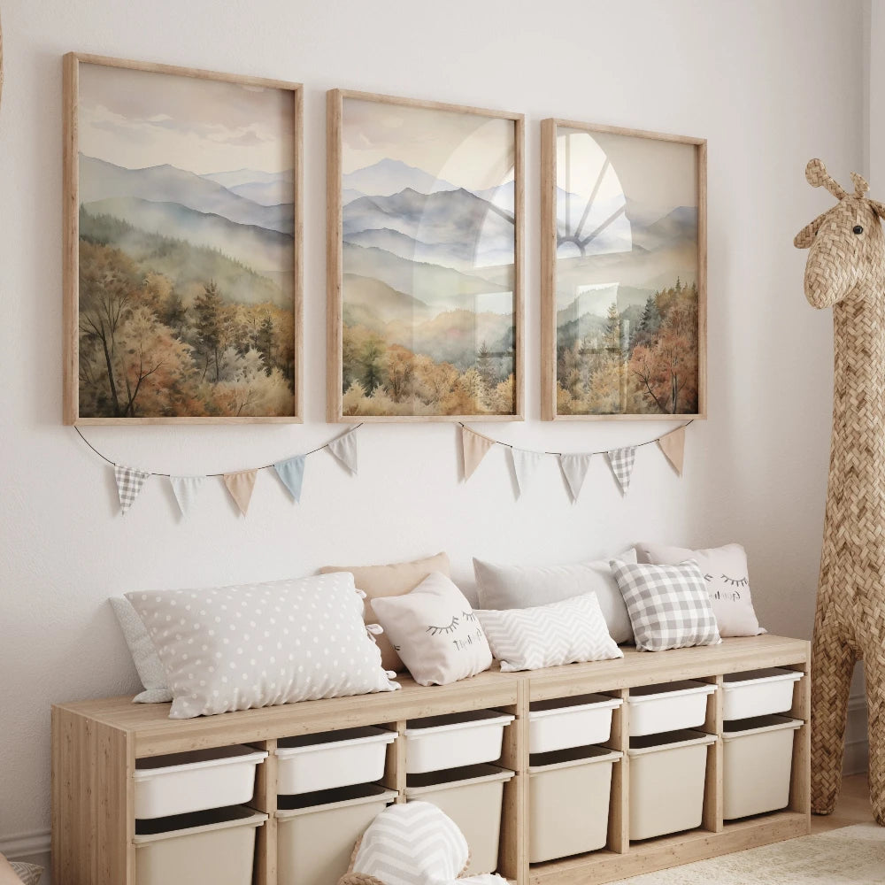Set of 3 Japandi Canvas Wall Art