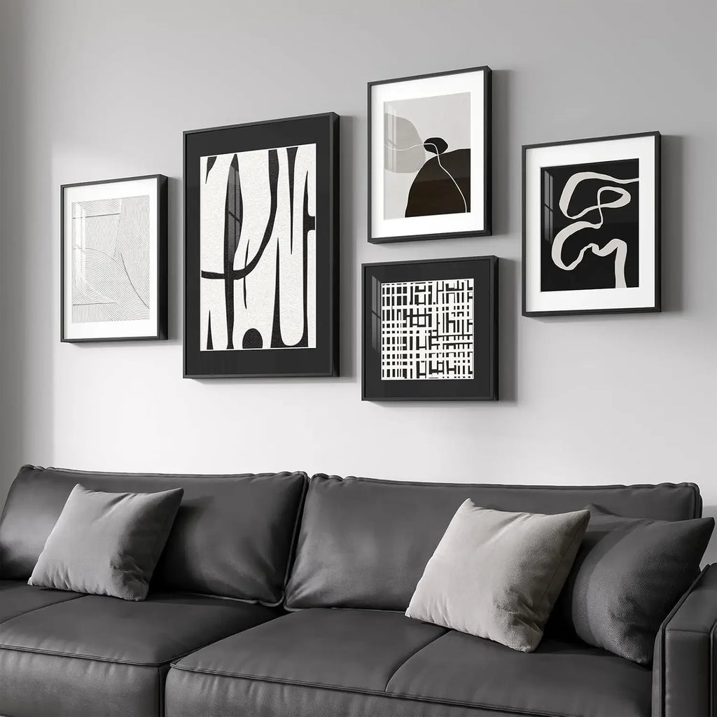 Set of 6 Boho Geometric Brown Wall Art
