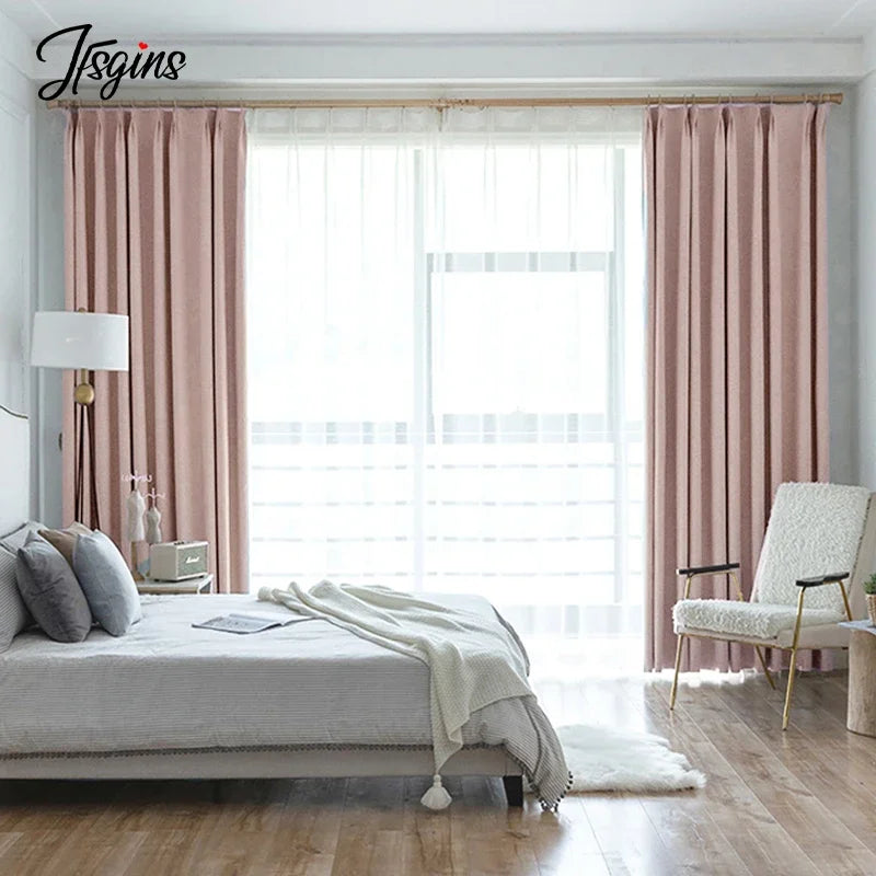 Modern Linen-Blend Blackout Curtains
