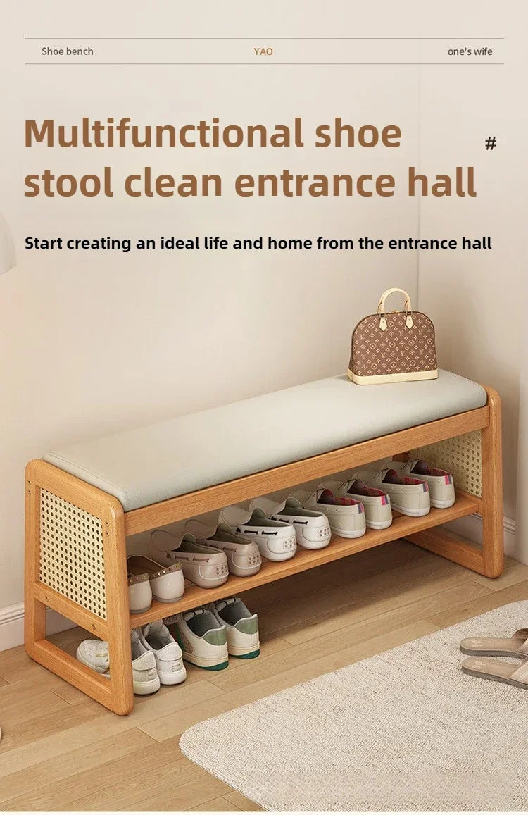 Rattan Shoe Storage Bench