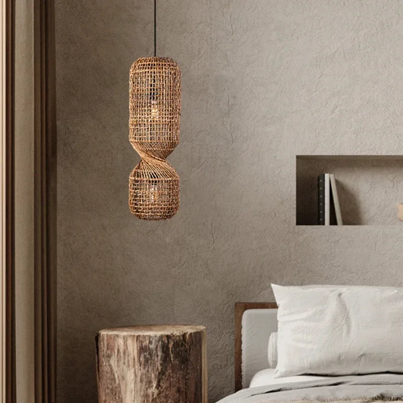Vintage Rattan Pendant Chandelier
