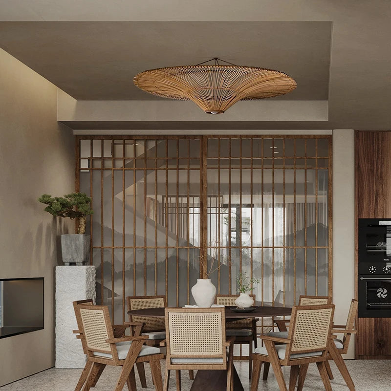 Wabi-Sabi Rattan Pendant Chandelier