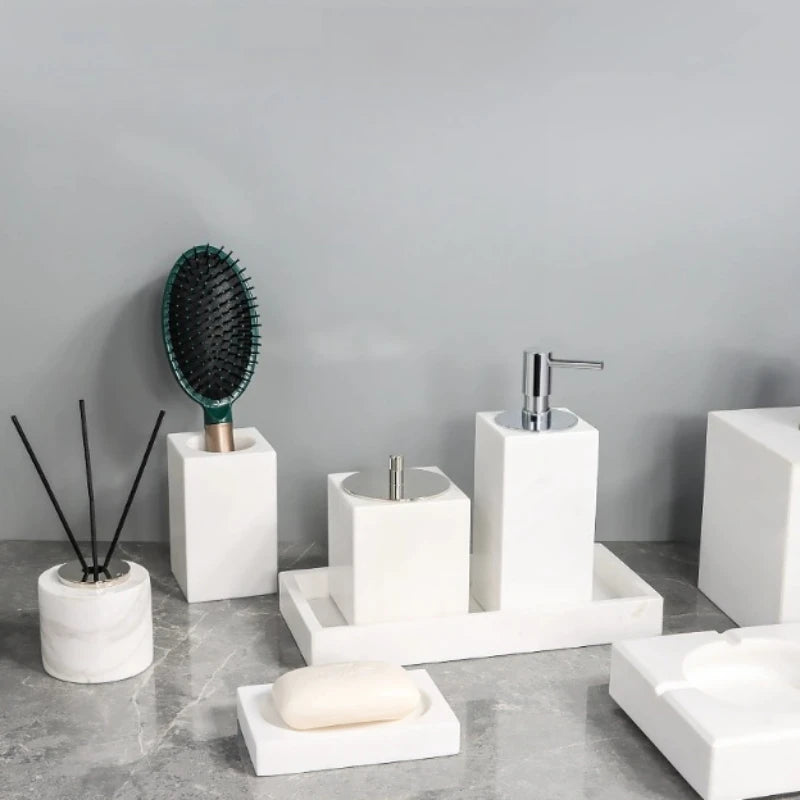 White Marble Bathroom Set