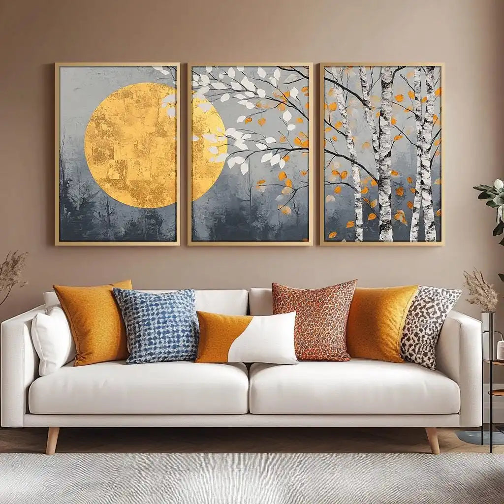 Set of 3 Japandi Canvas Wall Art