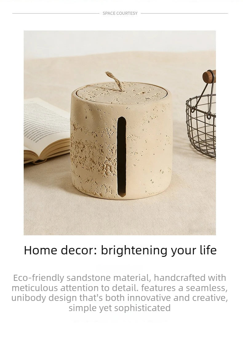 Wabi-Sabi Sandstone Tissue Box