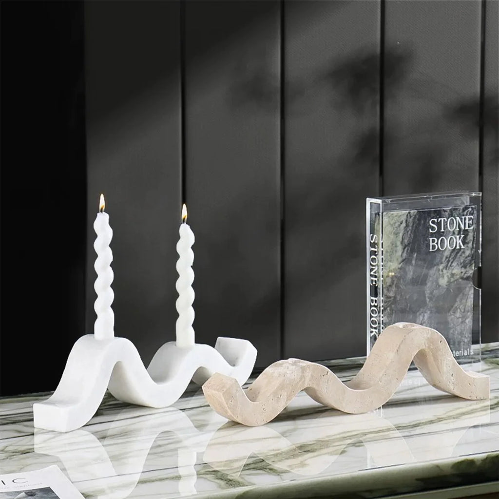 Wabi-Sabi Travertine Candle Holder