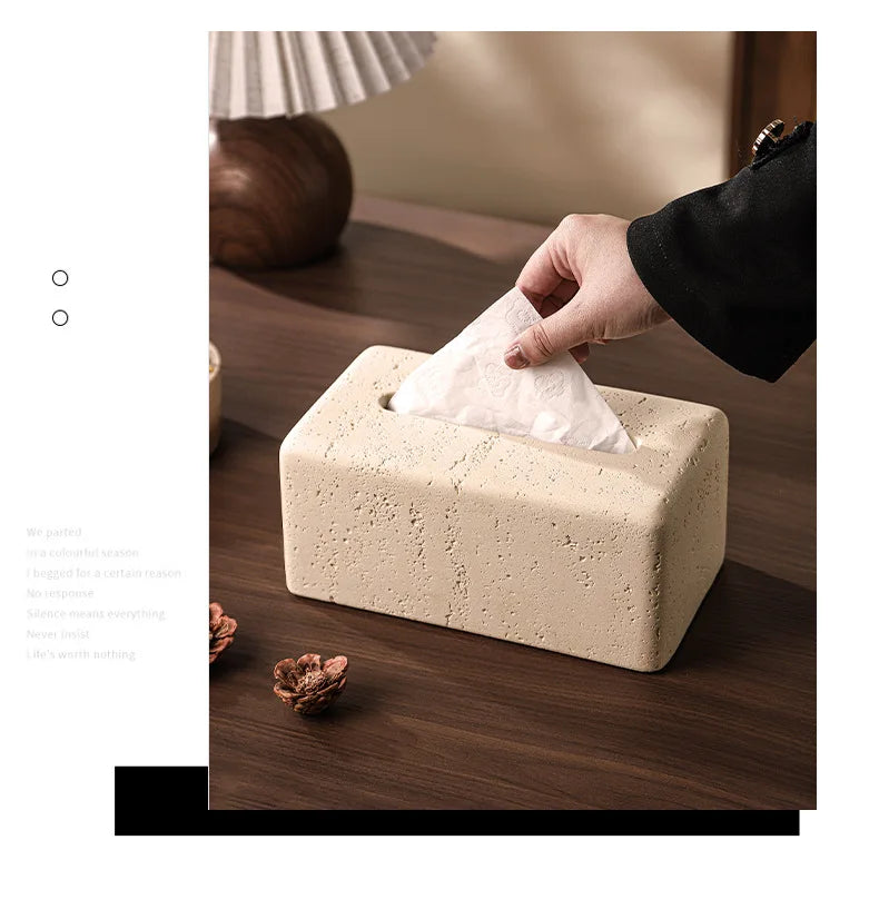 Rectangular Travertine Tissue Box