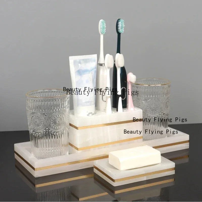 Marble & Gold Bathroom Set