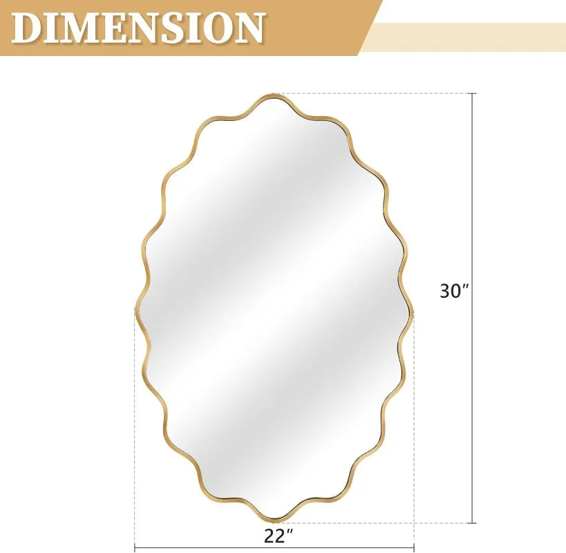 Modern Asymmetrical Gold Wall Mirror